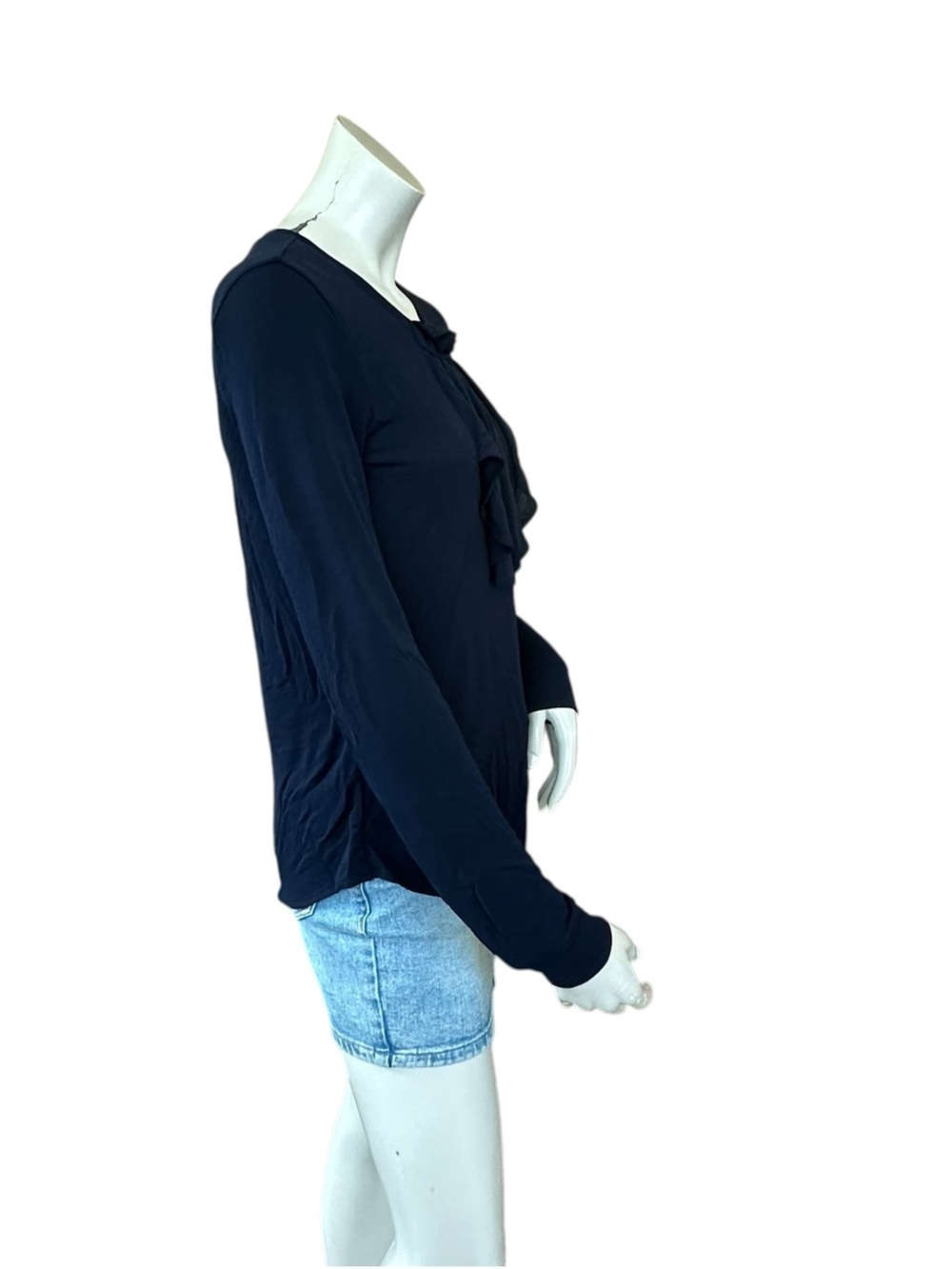 L.A.M.B. Navy Blue Ruffle Neck Fall 2007 Long Sleeve Blouse Size Large - Picture 5 of 9